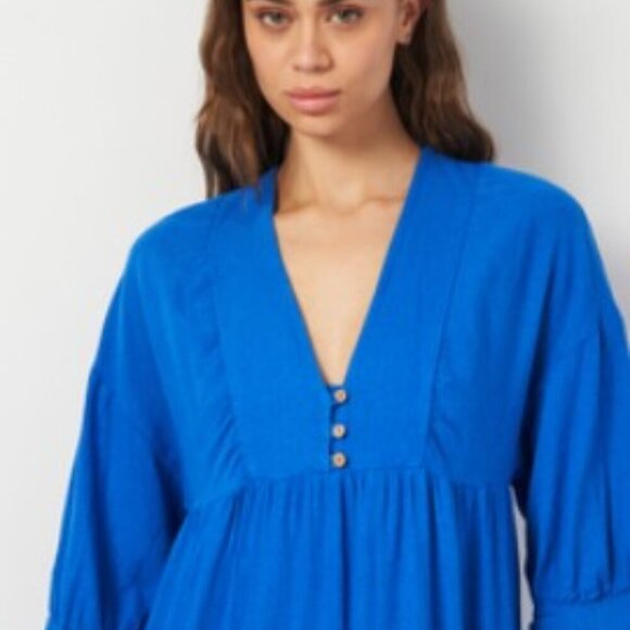 ZARA LINEN DRESS BLUE SIZE S 2716/939/829 - Picture 4 of 4